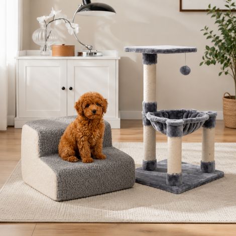 Set Cat Mobility Comfort (3 pezzi) – Rampa in schiuma per animali domestici, tiragraffi a amaca e mobile per lettiera (1/5)
