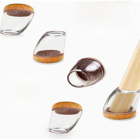 Chaise 16 Pièces, Ø14-20mm Protection Pieds de Chaise Rond - Patin Chaise Feutre pour 15°-25° Pente, Anti-Bruit & Anti-Rayure Sol, Transparent (1/5)