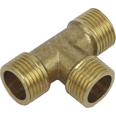 Raccord de tuyau 3 voies en laiton en forme de T pour tuyau d'air, carburant, tuyau d'eau, or (1/5)