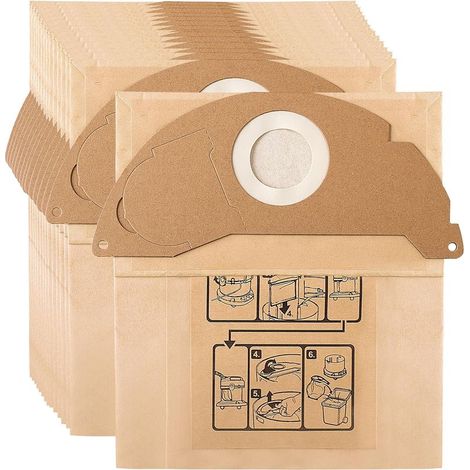 10 bolsas para aspiradora Karcher WD2 MV2 6.904-322.0 WD 2.200 WD2250 A2004 A2054 A2099 (1/5)