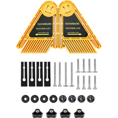 2 Pcs Featherboard, Outil de Menuiserie Multifonction pour Table Defonceuse a Bois,jaune (1/5)