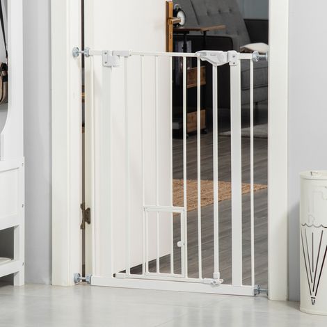 Barrera de seguridad sin perforación, cierre automático, 74-80 cm, blanca OKMYHOME (1/5)