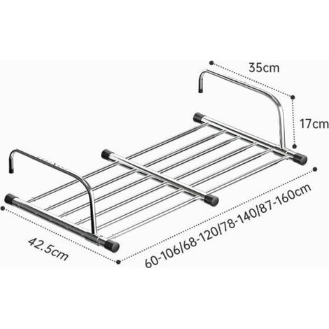 Etendoir à suspendre, Ohjijinn Etendoir À Linge Pliable Séchoirs, À Linge en Acier Inoxydable Télescopique, 60-106cm De Longueur Séchoir Suspendu Séchoir À Linge Balcon pour Intérieur Et Extérieur (1/5)