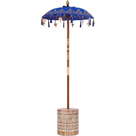 Parasol de jardin,Parasol avec Base Bleu et Marron 250 cm Coton et bois CFW93898 (1/5)