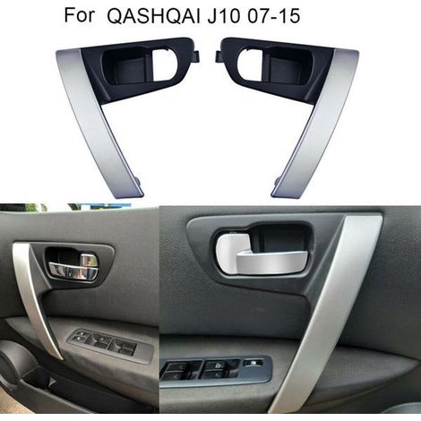1 pair of silver ABS car interior door handle bases and cover trim pieces for Nissan Qashqai J1 (1/5)