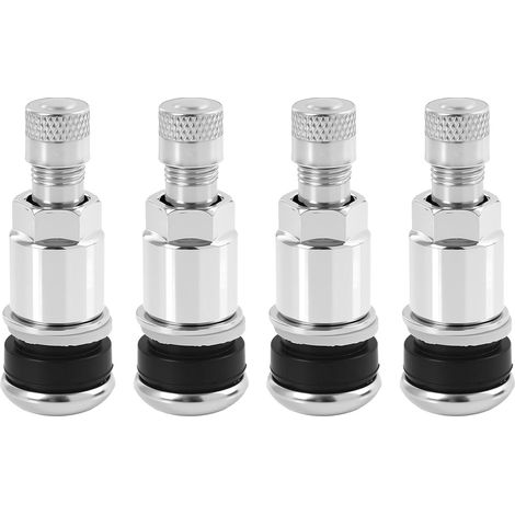 Valve Pneu Voiture pour Jantes en Aluminium 4 Pièces, Valves Universelles en Métal Argenté 11,3 mm, Valve Tubeless avec Bouchon Valve Pneu Voiture Étanche, Installation Facile pour Auto Moto SUV (1/5)