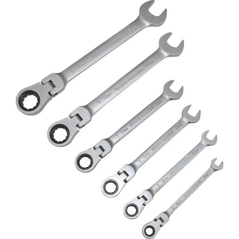 Serie di chiavi fisse/cricco snodate 8, 10, 12, 13, 17, 19 mm - Idrhaus
