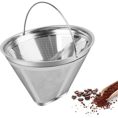 Wiederverwendbarer Kaffeefilter Größe 4, Edelstahl-Kaffeefilter für die Kaffeezubereitung, manueller Permanent-Kaffeefilter für papierlosen Kaffeegenuss (1/5)