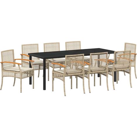 Maison Exclusive - Set da Pranzo per Giardino 9 pcs Beige e Nero Rattan