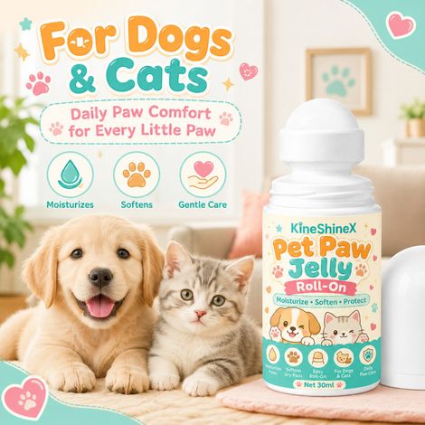 KineShineX Pet Paw Feuchtigkeitsgel-Roll-on für Katzen und Hunde: Spendet Feuchtigkeit, macht trockene, raue Pfotenballen weich und beruhigt sie. (1/5)