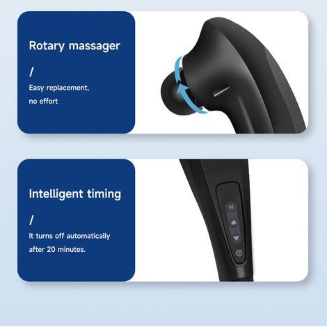 Baguette de massage 6 en 1 rechargeable en forme de dauphin, marteau de massage vibrant électrique sans fil, masseur portable pour la nuque et les cervicales. (1/5)