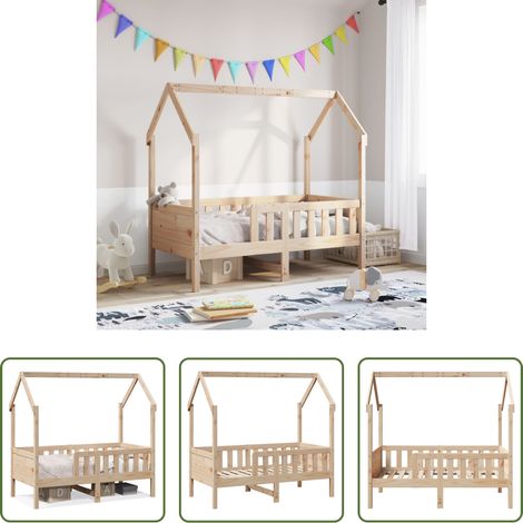 vidaXL Kieferbett - Kinderbett Hausbett 70x140 cm Massivholz Kiefer (1/5)
