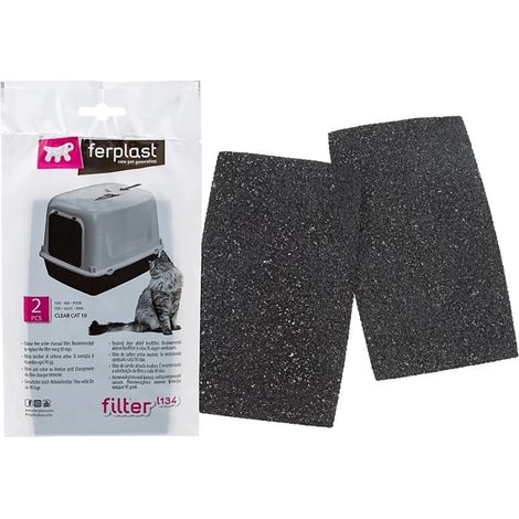 filtri carbone attivo lettiera gatto ferplast "l134" 2 x 15,5x9x0,2 cm