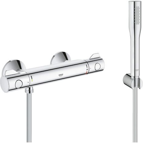 Grohe Set doccia con miscelatore termostatico Grohe Grohtherm 800 + doccia a bastone Euphoria Cosmopolitan a 1 getto, cromo (34558000-