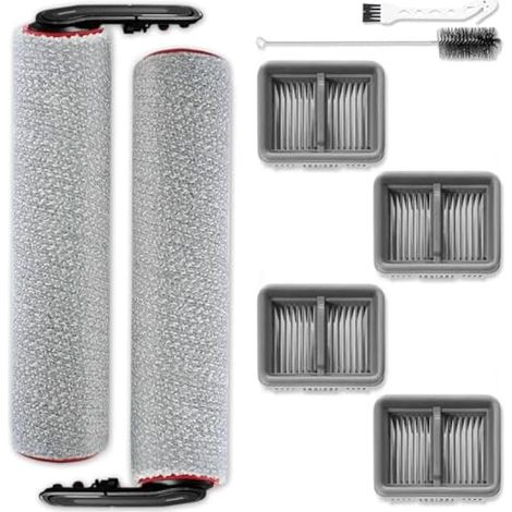 Applicable Kit de rechange H15 Pro Heat Accessoires Compatible avec aspirateur robot Dreame H15 Pro Heat pour nettoyage humide et sec Pièces 2 brosses principales 4 filtres HEPA