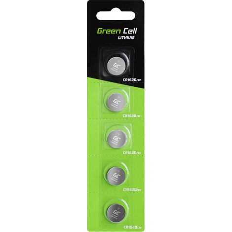 10x Pila de botón de Litio 3V 70mAh CR 1620 CR1620 Green Cell, Baterías potentes para Dispositivos electrónicos, Llaves de Coche, mandos a Distancia, Placas Base de Ordenador, 10 Unidades (1/5)