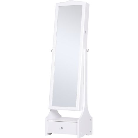Armadio Portagioie a Specchio con Luci LED 45x36x150 cm Bianco (1/5)