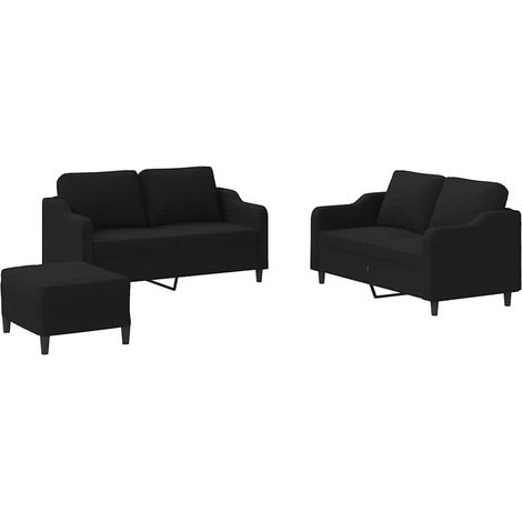 Maison Exclusive - Set di Divani 3 pz con Cuscini Nero in Tessuto (1/5)