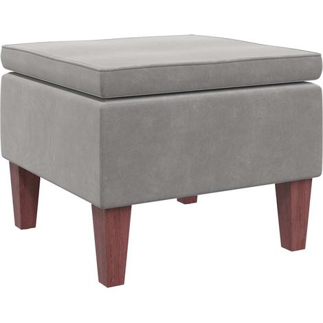 Taburete con patas de madera terciopelo gris claro vidaXL