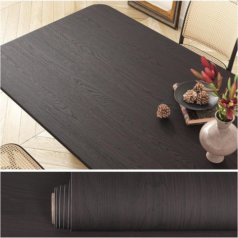 Papier Peint Bois Brun Café 40 cm x 300 cm Papier Adhesif pour Meuble Bois Brun Foncé Revetement Plan de Travail Cuisine Lavable Papiers Peints pour Porte Placard Chambre Salle de Bain (1/5)