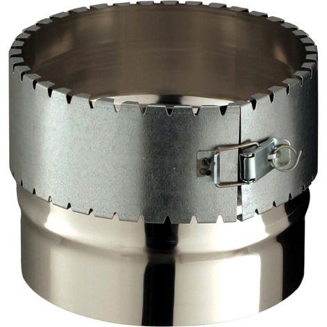 Poujoulat – Raccord mâle flexible 200 mm – Inox – Pour gaine flexible – Partie supérieure réglable – Raccord fumisterie