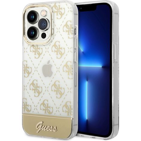 Guess GUHCP14LHG4MHG iPhone 14 Pro 6,1" Gold/Gold Hartschalenetui 4G Musterschrift (1/5)
