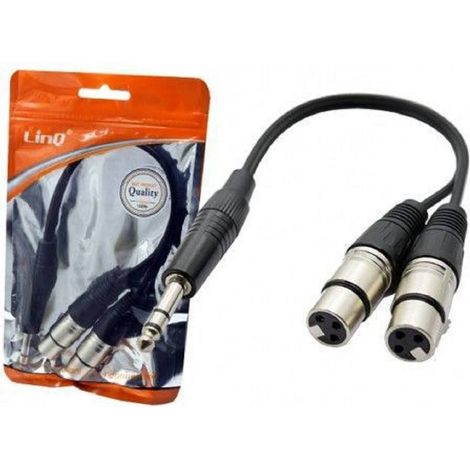 Linq - Cavo Adattatore Audio Jack 6,35mm Maschio Stereo A 2 Xlr Femmina Microfono Kl-9239 -