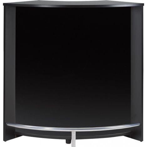 Beaux Meubles Pas Chers – Meuble bar comptoir noir 2 étagères réglables – Repose-pieds métallique – Dimensions 106,9 x 104,8 x 53,3 cm – Éco-conçu, fabriqué en France (1/3)