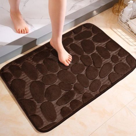 Tapis De Bain - Mousse À Mémoire De Forme - Pour Douche - 40 Cm X 60 Cm - Brun