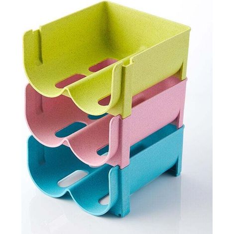 Porte-bouteilles de réfrigérateur de 3 pièces, bouteilles en plastique empilables de porte-bouteilles (1/4)