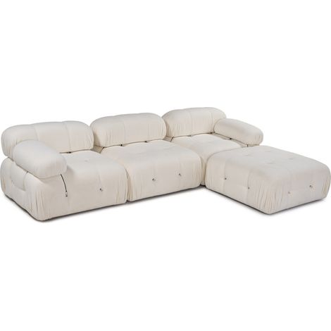 Canapé d'angle modulable Tendance Nourhane Tissu bouclette Crème (1/5)