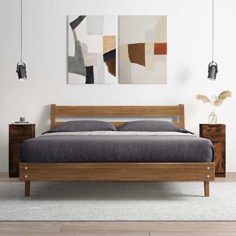 Aparador madera contrachapada color roble ahumado 30x30x70 cm (1/4)