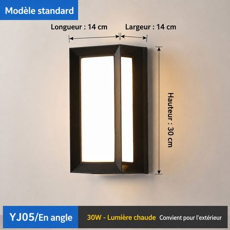 Applique murale LED d'extérieur et d'intérieur YJ05 30W en aluminium étanche IP65 lumière chaude yj05 30w réf 3140 500 g – Livraison gratuite