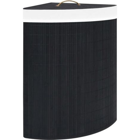 Panier à linge d'angle en bambou noir, 60 litres (1/5)