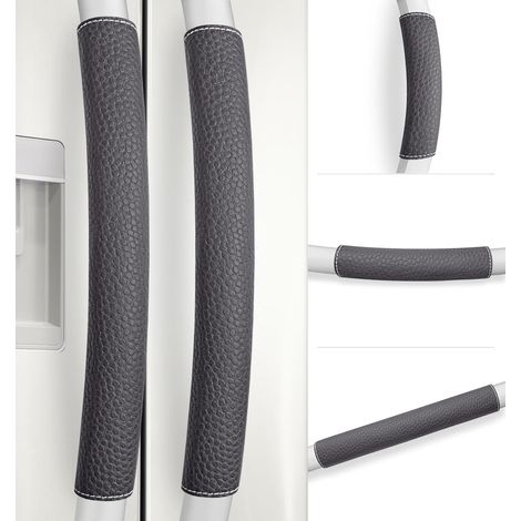 5 Housses de Poignée de Réfrigérateur Ajustables, Protègent votre Cuisine, pour Micro-Ondes, Cuisinière et Lave-Vaisselle, Housses Antidérapantes (Noir Charbon) (1/4)