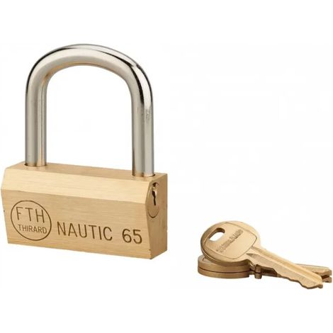 Cadenas laiton poli - série Nautic Thirard - Anse acier cémenté - 3 clés - s'entrouvrant