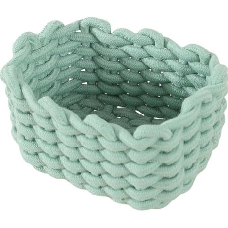 Panier de Rangement en Corde de Coton Organisateurs de Paniers de Rangement Rectangulaires Naturels DéCoratifs Pour Chambre de BéBé, Chambre à Coucher, Salon, Vert, Small
