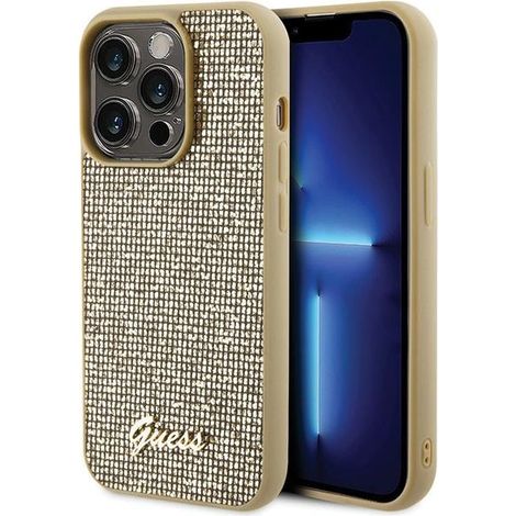Guess GUHCP15LPMSDGSD iPhone 15 Pro 6.1 dorado/dorado carcasa rígida Disco Metal Script (1/5)
