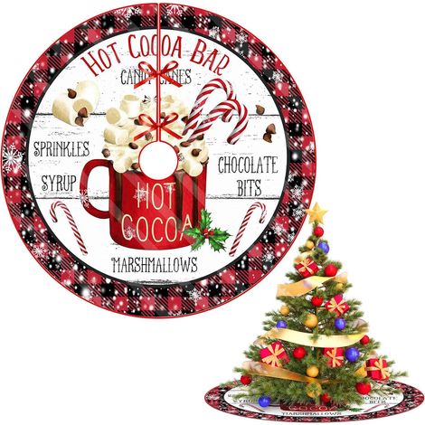 Jupe sapin Noël rouge douce 76 cm, polyester cache-pied rond pour décoration arbre Xmas (1/4)