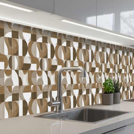 Kitchen Splashback Abstract - Retro - Brown 450x60 cm