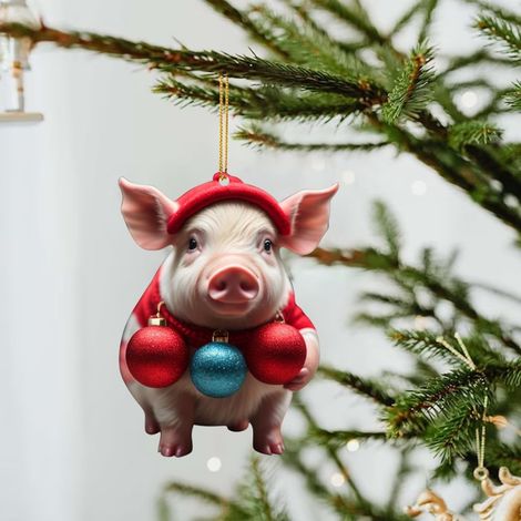 Pendentif Cochon - Décoration Arbre De Noël En Acrylique - Pour Intérieur - 1 Pièce (1/3)