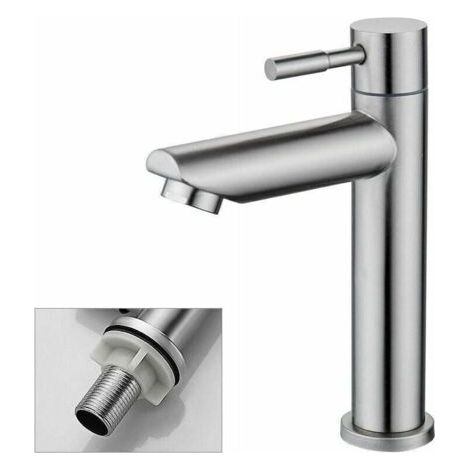 BUNTHAUS Robinet Salle Bain Eau Froide Uniquement Robinet Lavabo Surface Chromé en Cuivre Durable Robinetterie Lave Mains Cartouche Mousseur Démontable Pratique pour Nettoyer ou Remplacer, (1/5)