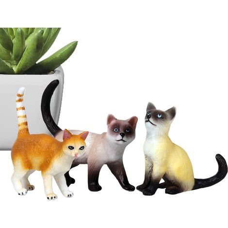 Figurines De Chats pour 3 Pièces De Sculpture Animale Réaliste Ornement de Bureau pour Chaton pour Halloween Noël Anniversaire Salon Chambre Bureau Bibliothèque (1/5)