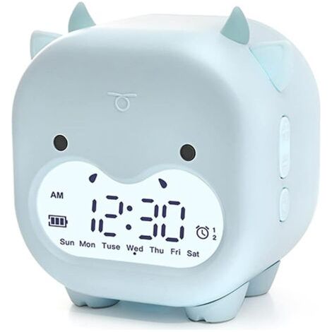 Lntyq Reloj de mesa digital LED con función de repetición, visualización de la hora, luz nocturna, despertador USB, decoración del hogar para niños. (1/4)