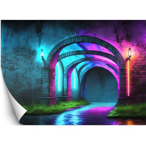 Fototapete Neon Tunnel Abstraktion 350x245 cm (1/5)