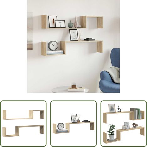 Étagère décorative - Étagères murales 2 pcs chêne sonoma 100x15x20cm bois ingénierie (1/5)