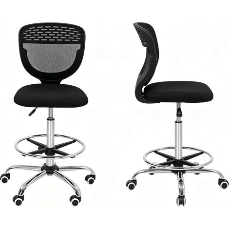 Sedia da ufficio alta ergonomica in rete nera con poggiapiedi regolabile HOMVRA (1/5)