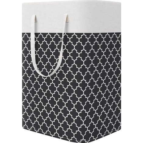 Foldable and waterproof laundry basket with long handle, durable laundry hamper, storage basket for toys in bedroom, bathroom, dorm room, 75 L, grey (1/5)