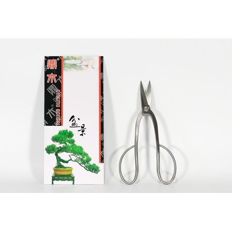 Forbice bonsai per rametti a manico curvo mm. 200 in acciaio satinato (1/2)