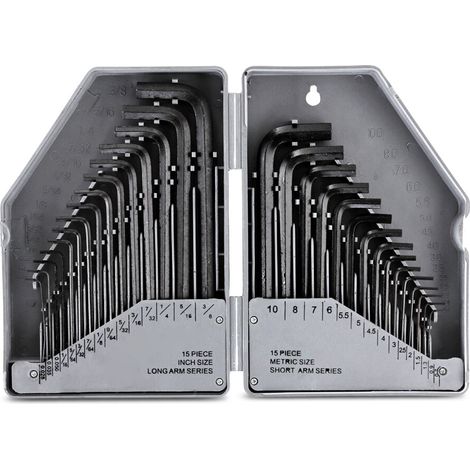 30pc Hex Key Set Metric Imperial AF Allen Hexagon Wrench Heavy Duty Case HX023